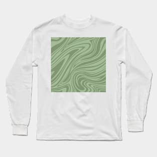 Groovy Swirling Liquid Pattern - Garden Green Long Sleeve T-Shirt